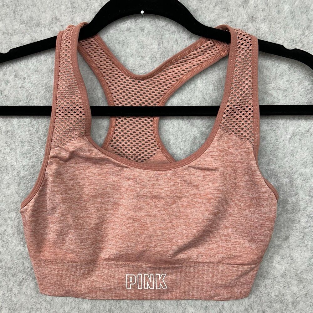 PINK Victoria's Secret Seamless Lightly Lined Sports Bra Size Medium Mesh